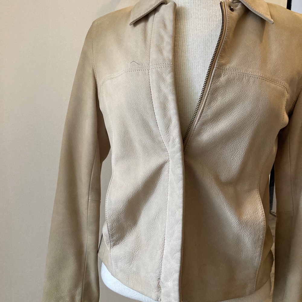 Ann Taylor XS GENUINE SUEDE LEATHER Jacket Tan